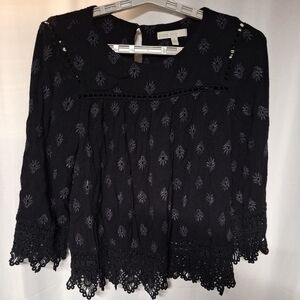 Elegant Black Embroidered Blouse